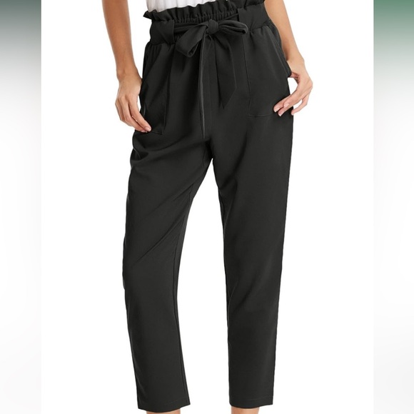 Black Paperbag Waist Pants - Picture 2 of 5